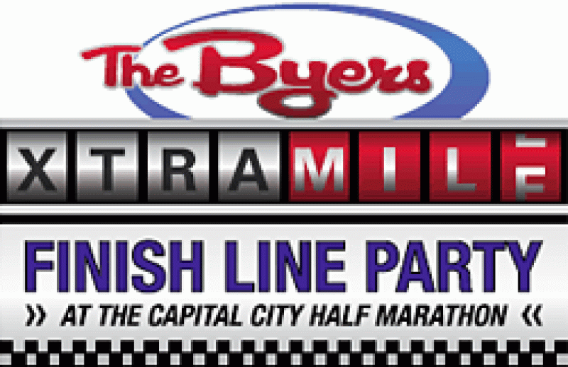 The Byers Xtra Mile Finish Line Party Logo