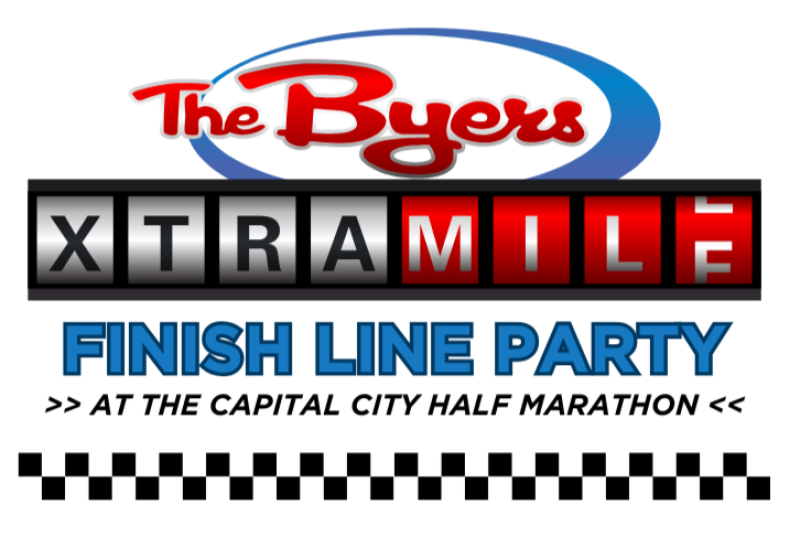 The Byers Xtra Mile Finish Line Party Logo