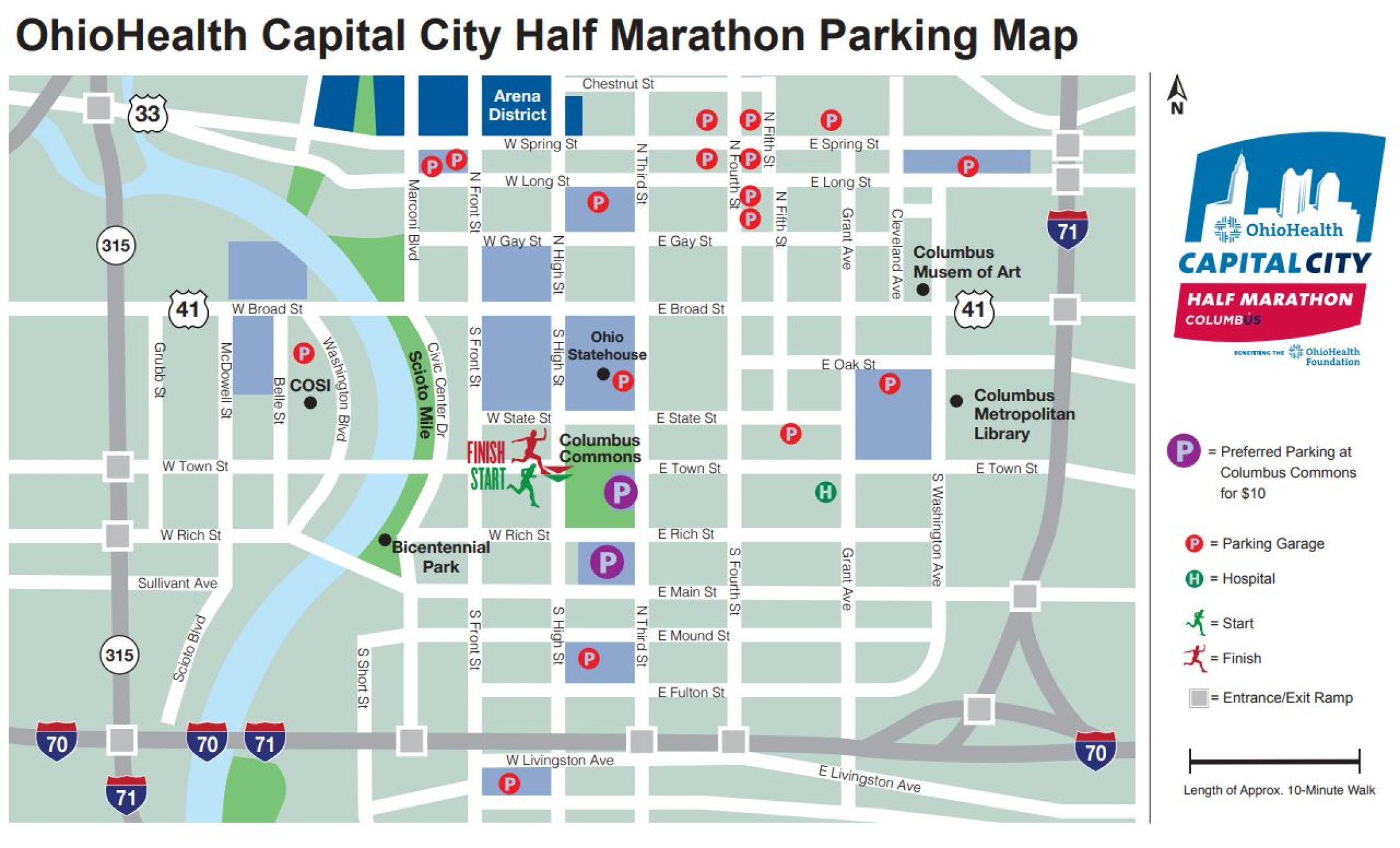 OhioHealth Capital City Half Marathon Parking Map